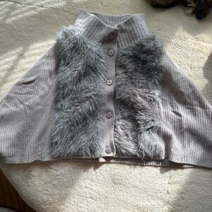 Cozy Taupe Faux Fur Buttoned Cape